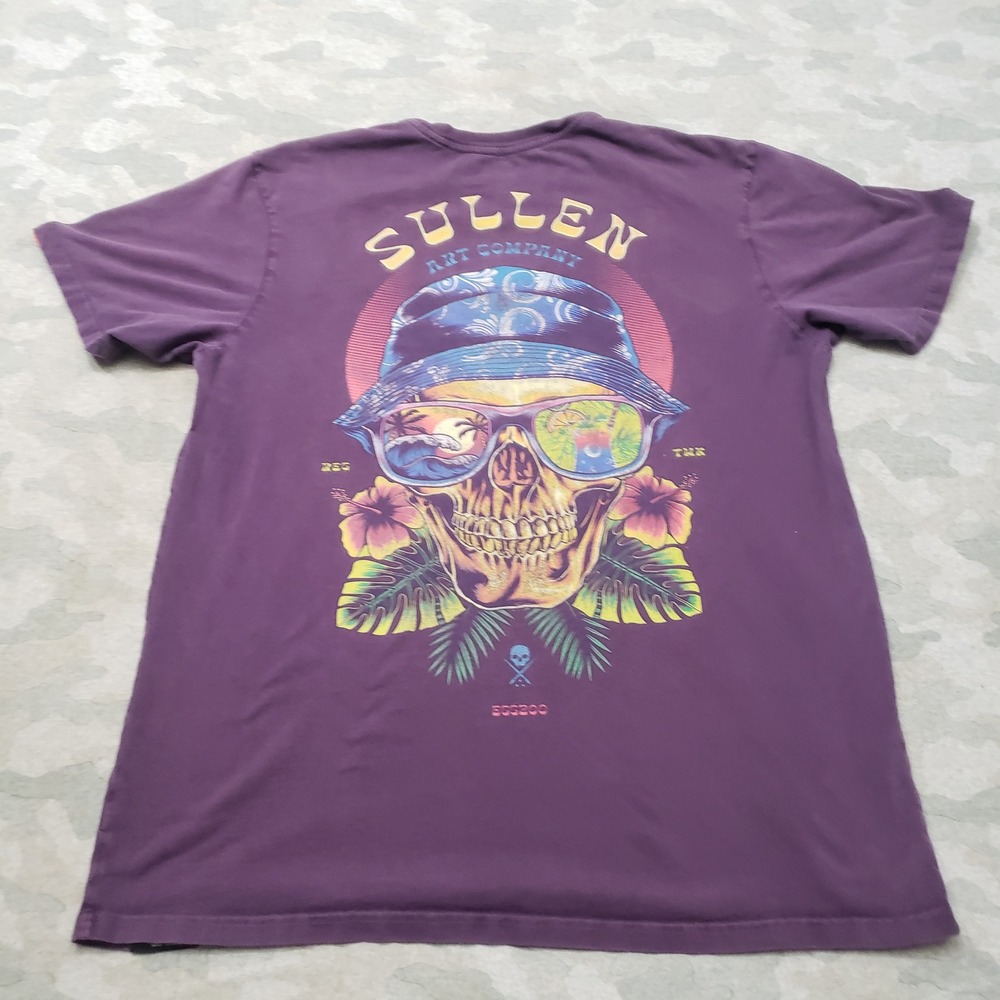 Sullen Art Collective Shirt Mens XL Purple Skull Short Sleeve